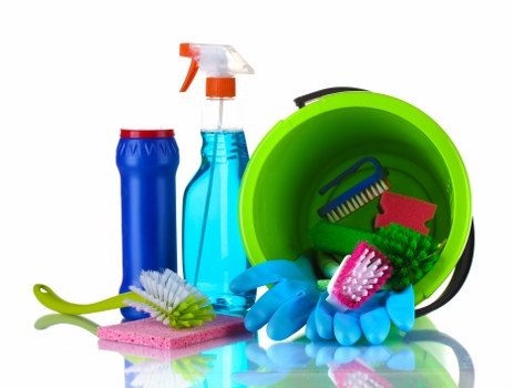 Carpet cleaning team preparing equipment with safety checks